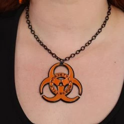 One Stop Rave Two Tone Biohazard Choker Necklace