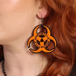 One Stop Rave Two Tone Biohazard Earrings
