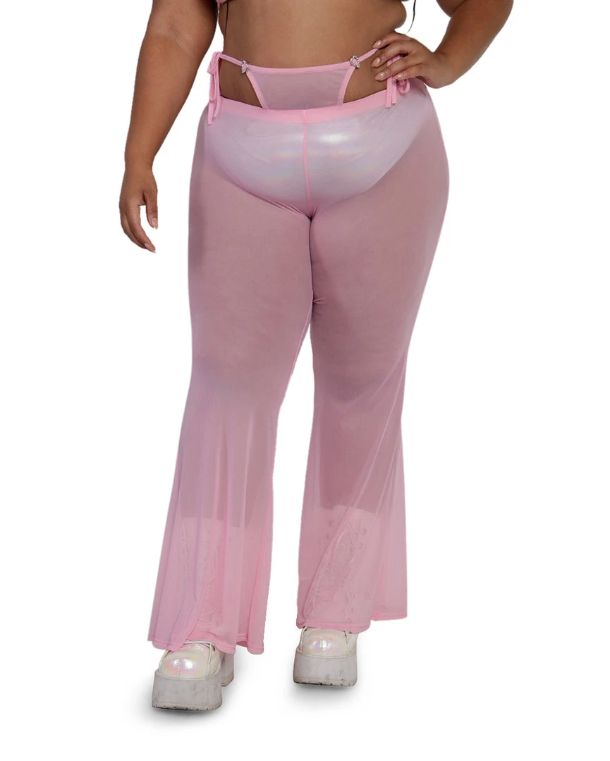 OhYes PLUR Cuteness Mesh Bell Bottoms