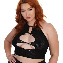 OhYes Push 2 Start Rhinestone Keyhole Crop Top