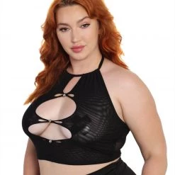 OhYes Push 2 Start Rhinestone Keyhole Crop Top