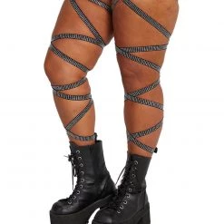 Andrew - Agent Pair Of Non-Slip Black Rhinestone Leg Wraps