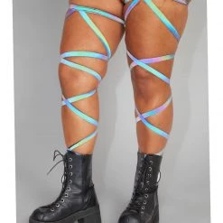 Andrew - Agent Pair Of Non-Slip Rainbow Reflective Leg Wraps