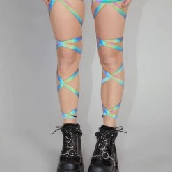 Andrew - Agent Pair Of Non-Slip Rainbow Reflective Leg Wraps