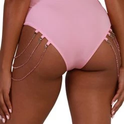 OhYes Clothing Pinkomatic Rhinestone-Studded Chain Hi-Waist Bottoms