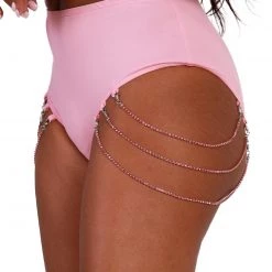 OhYes Clothing Pinkomatic Rhinestone-Studded Chain Hi-Waist Bottoms