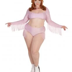 OhYes Princess PLUR Fringe Long Sleeve Crop Top Clothing