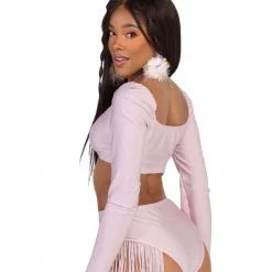 OhYes Princess PLUR Fringe Long Sleeve Crop Top Clothing