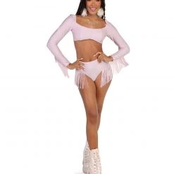 OhYes Princess PLUR Fringe Long Sleeve Crop Top Clothing