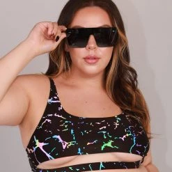 Dippin Daisies Tops Psychedelic Chick Reflective Cut Out Top