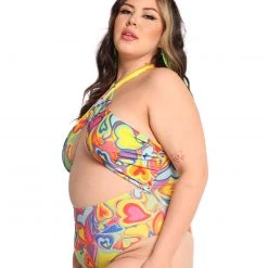 Cherry Mellow, Inc. Rainbow Groovy Hearts Halter Bodysuit