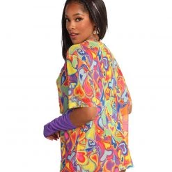 Rock & Rose Rainbow Groovy Hearts Mesh Oversized Tee New Arrivals