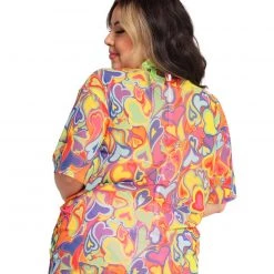 Rock & Rose Rainbow Groovy Hearts Mesh Oversized Tee New Arrivals