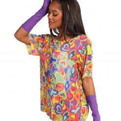 Rock & Rose Rainbow Groovy Hearts Mesh Oversized Tee New Arrivals
