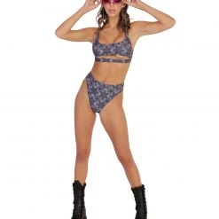 Dippin Daisies Recycled Fabric Enchanted Flower Underboob Crop Top Clothing