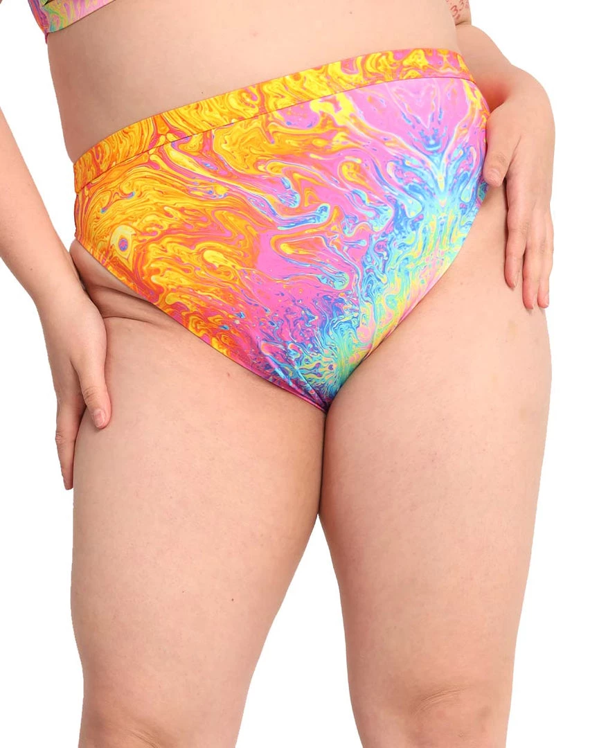 Dippin Daisies New Arrivals Recycled Fabric Liquid Rainbow High Cut Bottoms