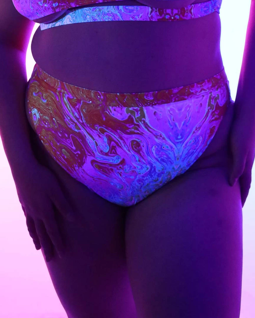 Dippin Daisies New Arrivals Recycled Fabric Liquid Rainbow High Cut Bottoms