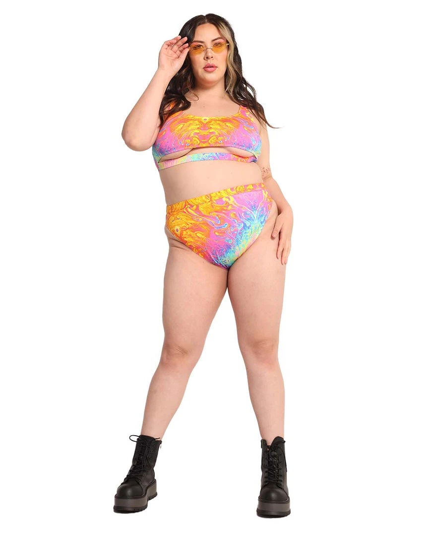 Dippin Daisies New Arrivals Recycled Fabric Liquid Rainbow High Cut Bottoms