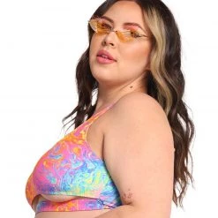 Dippin Daisies Recycled Fabric Liquid Rainbow Underboob Cutout Top