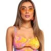 Dippin Daisies Recycled Fabric Liquid Rainbow Underboob Cutout Top