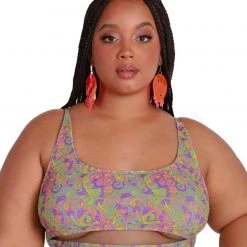 Dippin Daisies Clothing Recycled Fabric Magic Mushroom Underboob Crop Top