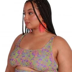 Dippin Daisies Clothing Recycled Fabric Magic Mushroom Underboob Crop Top