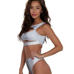 OhYes Tops Reflective Illusions Underboob Crop Top