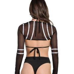 Banjul Clothing Reflective Wave Mesh Ultra Crop Long Sleeve