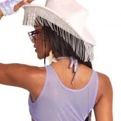 Roma Magic Dust Sequin Mesh Halter Top