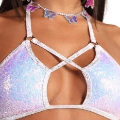 New Arrivals Roma She's So Lucky Sequin Bikini Top