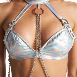 Roma Silver Holo Chained Top