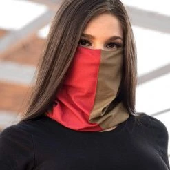 INTO THE AM Masks & Bandanas Scarlet Red And Metallic Gold Seamless Mask Bandana