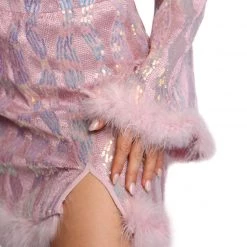 IHeartRaves Sequin Long Sleeve Tie Front Top And Skirt Set