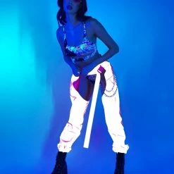 Hot & Delicious Black Bead Servin' Pink Looks Reflective Chained Chaps