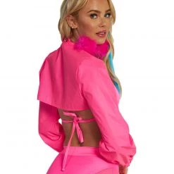 Hot & Delicious Black Bead Servin' Pink Looks Reflective Ultra Crop Top Clothing