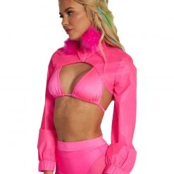 Hot & Delicious Black Bead Servin' Pink Looks Reflective Ultra Crop Top Clothing