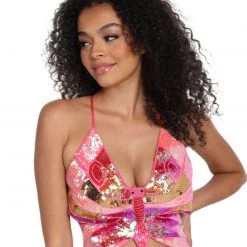 Western Fashion Tops Sparkle From Within Butterfly Sequin Top