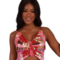 Western Fashion Tops Sparkle From Within Butterfly Sequin Top