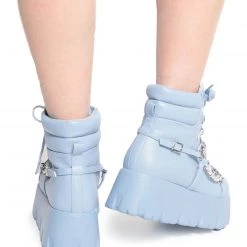 Cape Robbin Stompz Chunky Chain Baby Blue Boots Shoes
