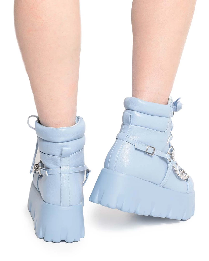Cape Robbin Stompz Chunky Chain Baby Blue Boots Shoes