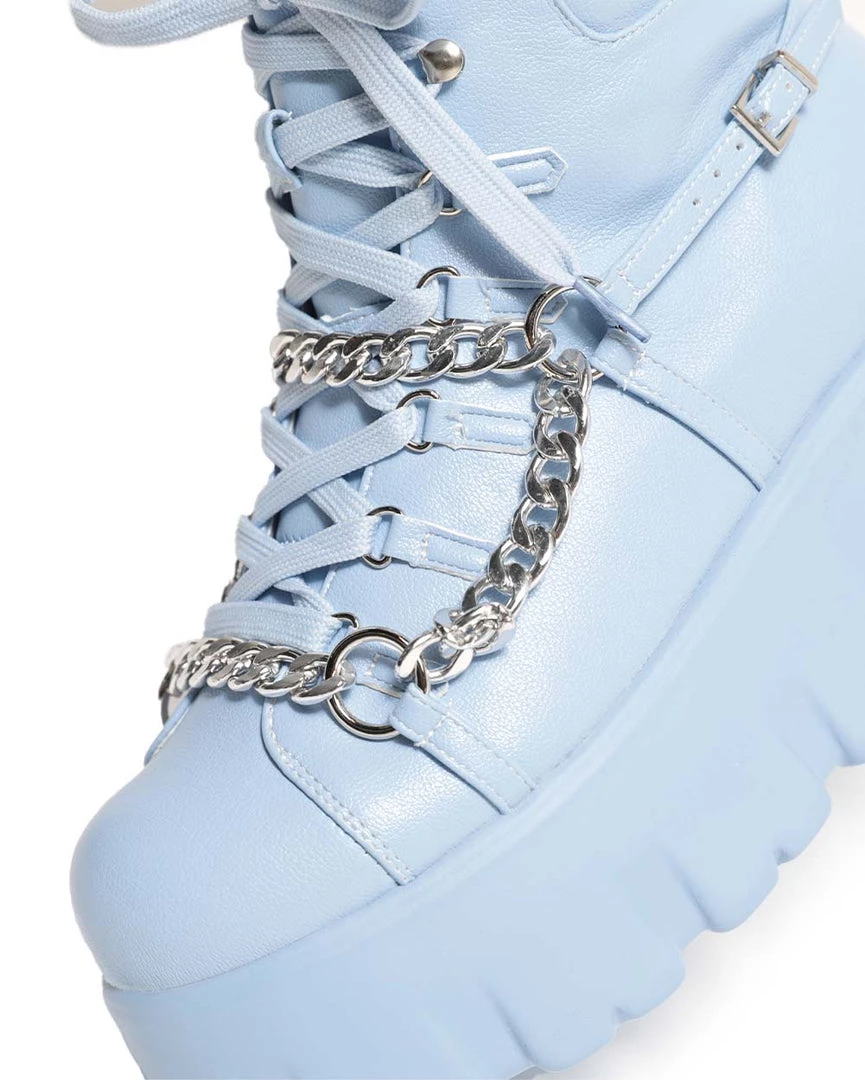 Cape Robbin Stompz Chunky Chain Baby Blue Boots Shoes