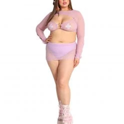 OhYes Clothing Sweet Lilac O-Ring Mesh Long Sleeve Crop Top