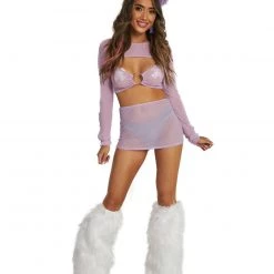 OhYes Clothing Sweet Lilac O-Ring Mesh Long Sleeve Crop Top