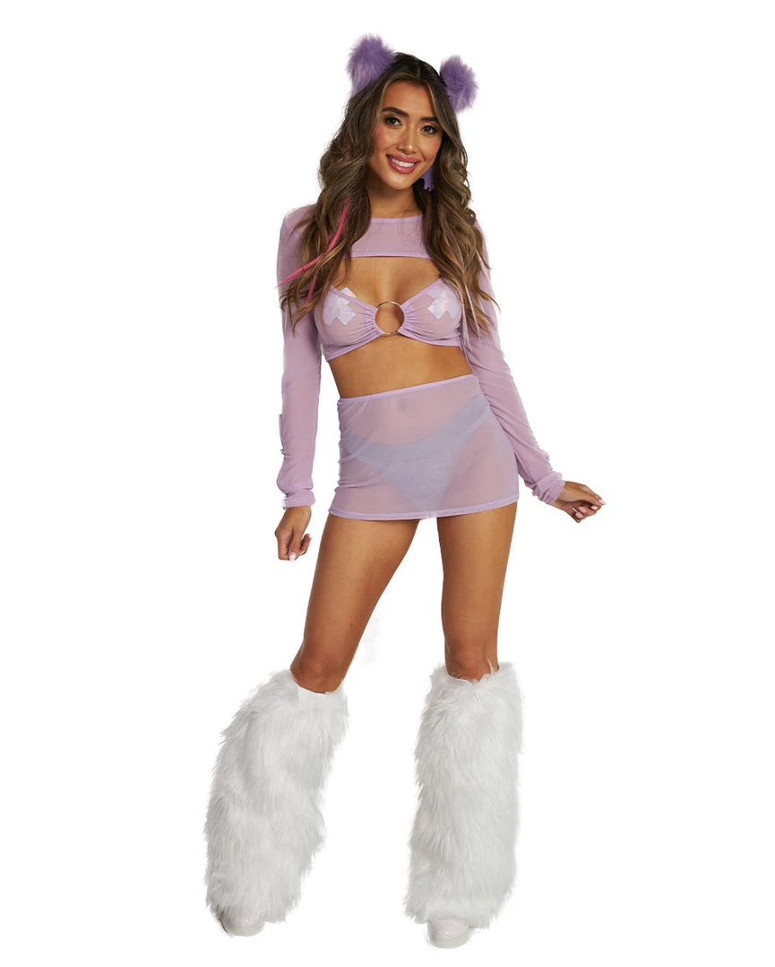 OhYes Clothing Sweet Lilac O-Ring Mesh Long Sleeve Crop Top