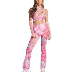 Hot & Delicious Black Bead Sweet Swirlz Mesh Corset Halter Top New Arrivals