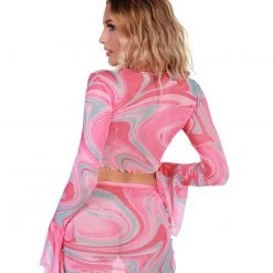 Hot & Delicious Black Bead Trending Now Sweet Swirlz Tie-Front Top