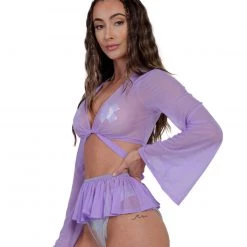 Shop 17 Switchin' Positions Mesh Long Sleeve Wrap Top Tops