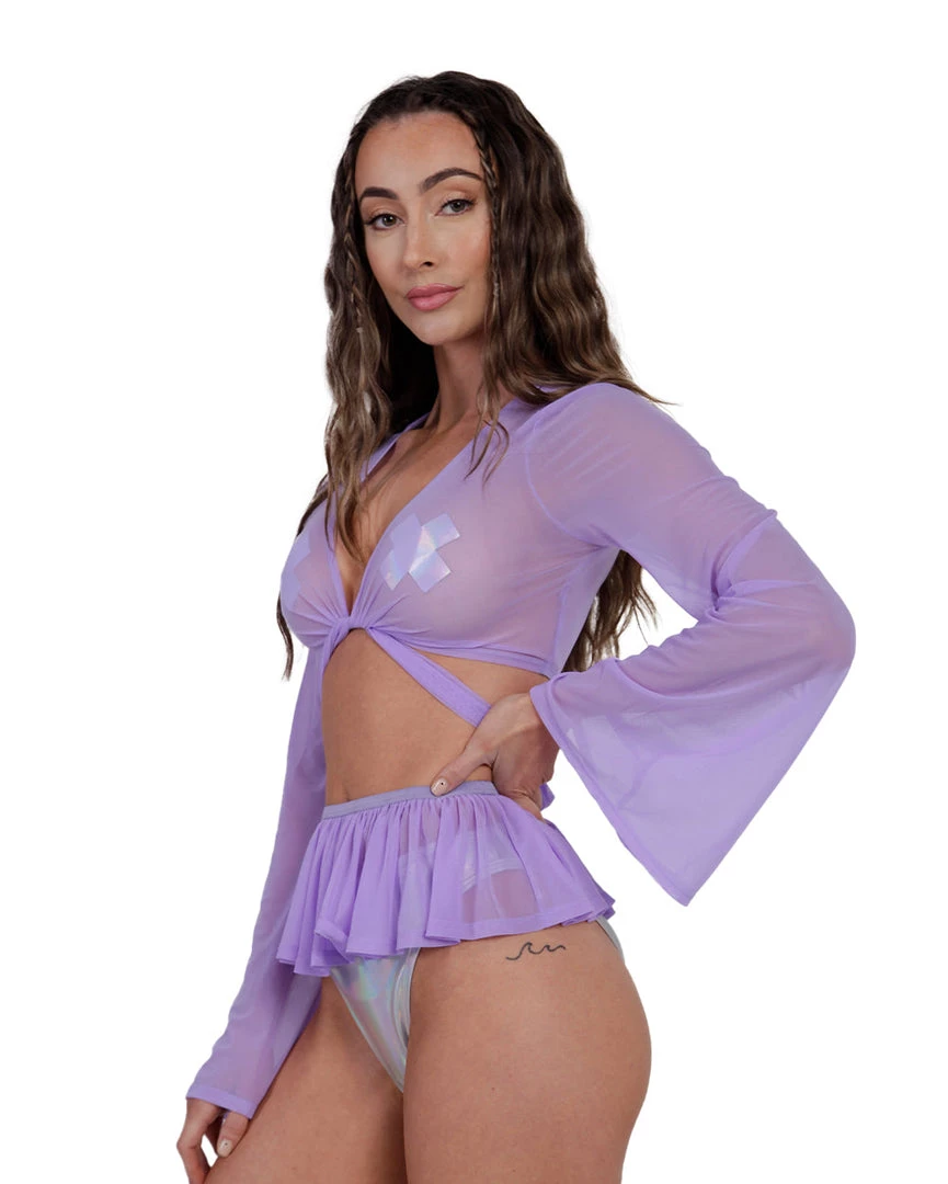 Shop 17 Switchin' Positions Mesh Long Sleeve Wrap Top Tops