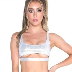 Dippin Daisies Holographic Sporty Cut Out Crop Top
