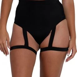 Clara Story Techno Queen Rhinestone Harness Booty Shorts Bottoms